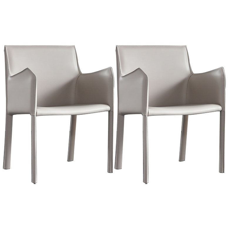 Solid Back Dining Chair Designer Style Leather Meeting Room Arm Chair