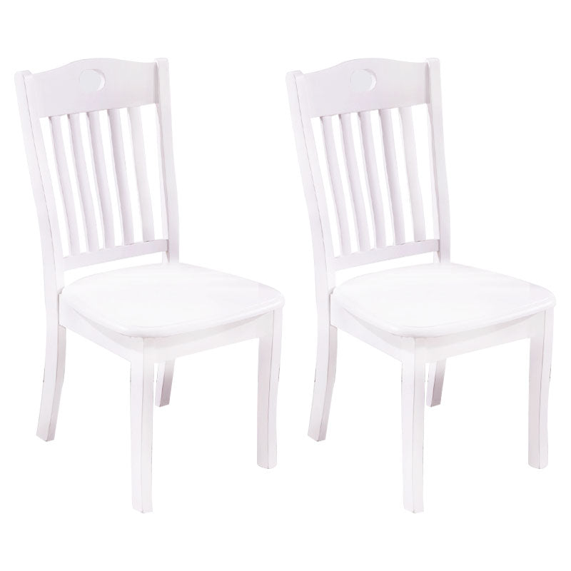 Modern Rubberwood Slat Back Chair Matte Finish Wood Dining Chair