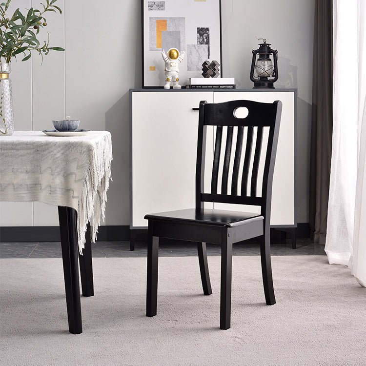 Modern Rubberwood Slat Back Chair Matte Finish Wood Dining Chair