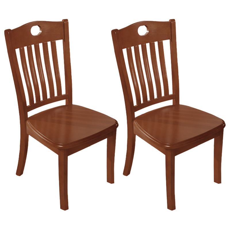 Modern Rubberwood Slat Back Chair Matte Finish Wood Dining Chair