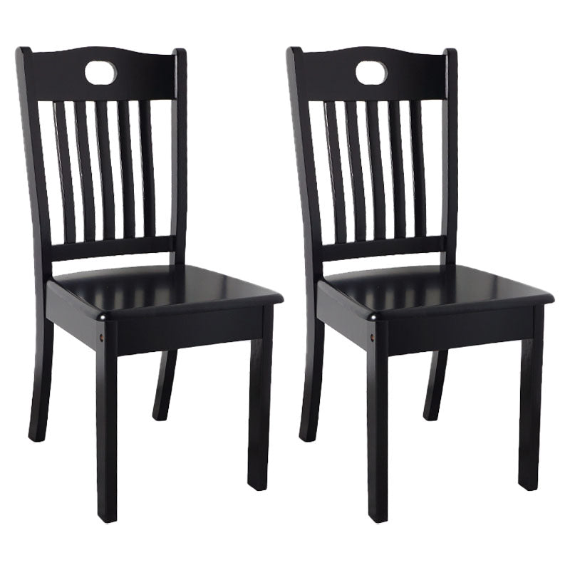 Modern Rubberwood Slat Back Chair Matte Finish Wood Dining Chair