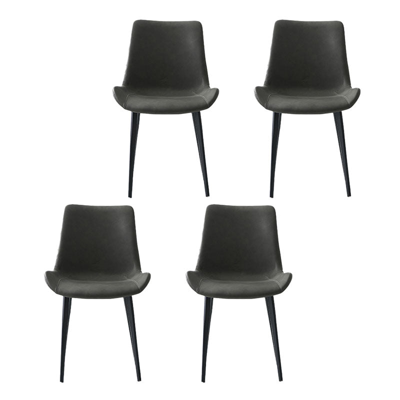 Industrial Style Solid Back Chair for Kitchen Faux Leather Dining Chairs