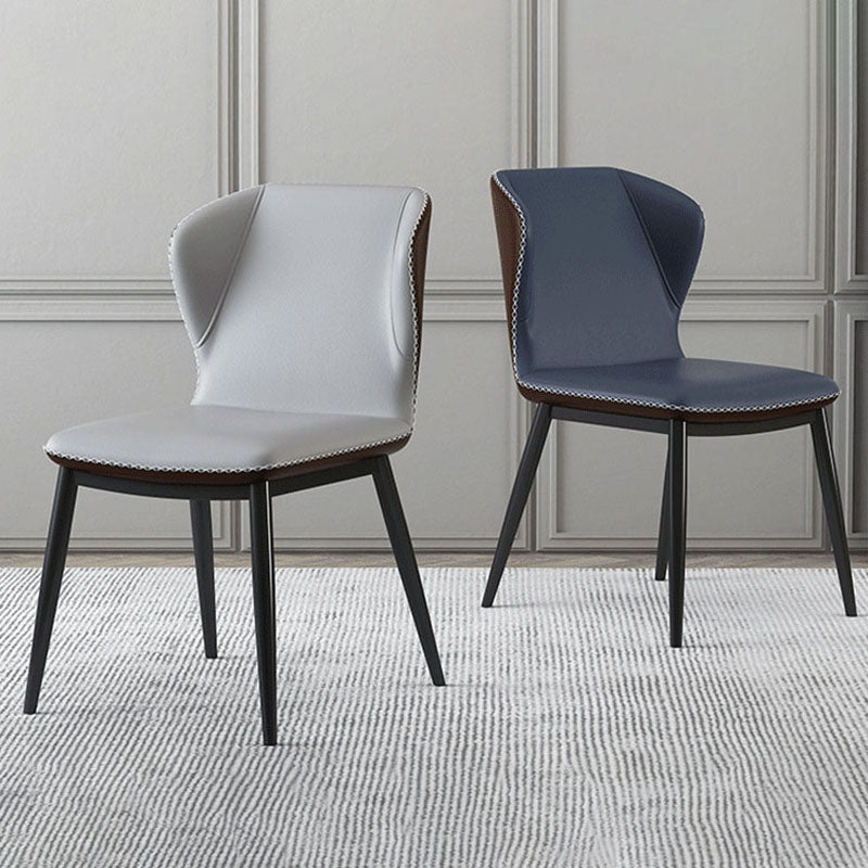 Industrial Style Faux Leather Chairs Wingback Parsons Chair for Home