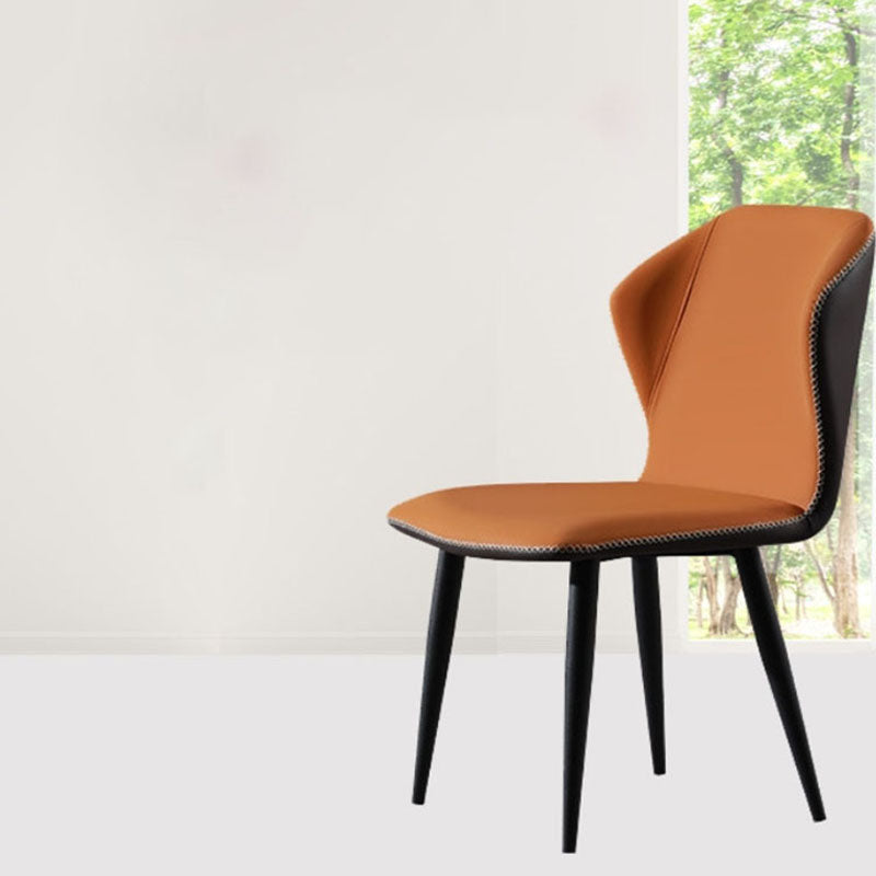 Industrial Style Faux Leather Chairs Wingback Parsons Chair for Home