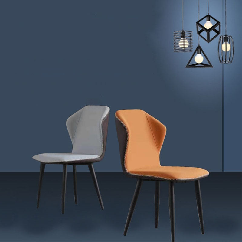 Industrial Style Faux Leather Chairs Wingback Parsons Chair for Home