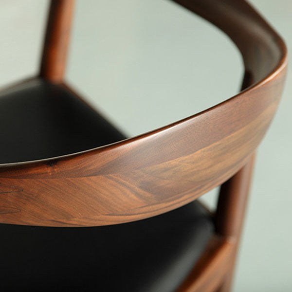 Modern Ash Open Arm Chair Matte Finish Faux Leather Dining Chair