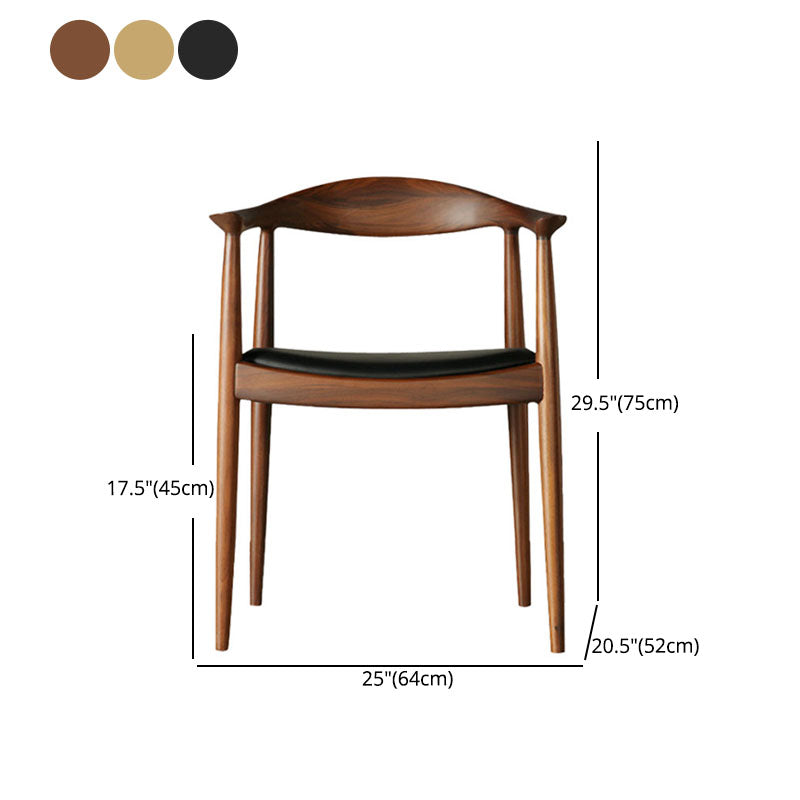 Modern Ash Open Arm Chair Matte Finish Faux Leather Dining Chair