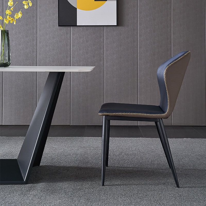 Wingback Parsons Chair Industrial Style Faux Leather Dining Chairs for Kitchen