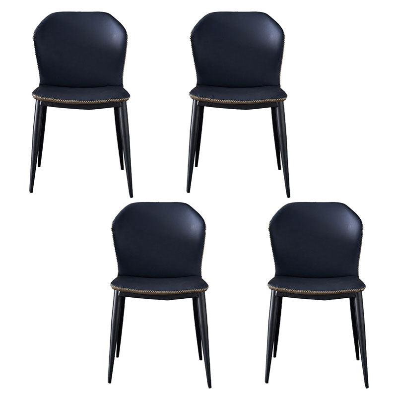 Wingback Parsons Chair Industrial Style Faux Leather Dining Chairs for Kitchen