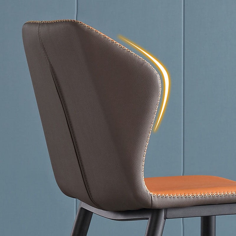 Wingback Parsons Chair Industrial Style Faux Leather Dining Chairs for Kitchen