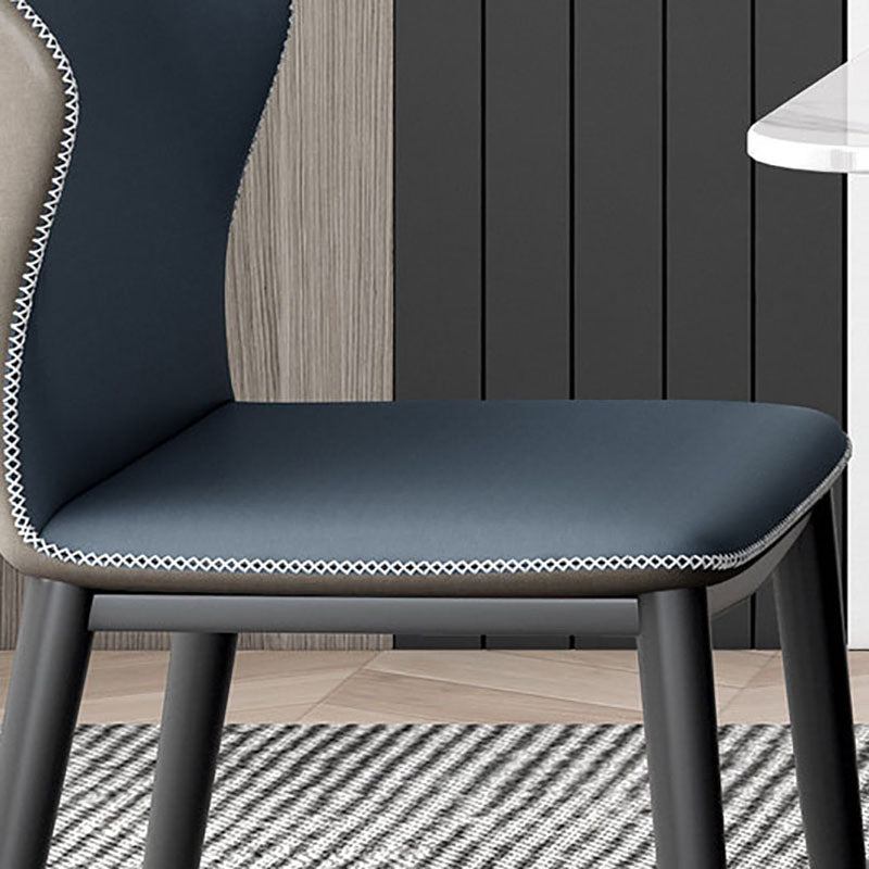 Wingback Parsons Chair Industrial Style Faux Leather Dining Chairs for Kitchen