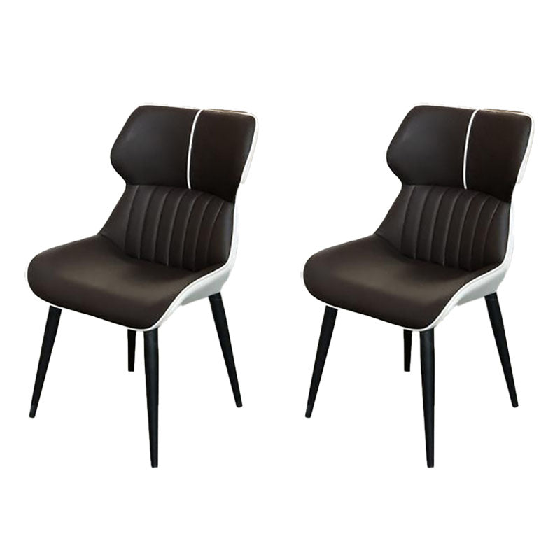 Industrial Wingback Parsons Chair for Kitchen Faux Leather Dining Chairs