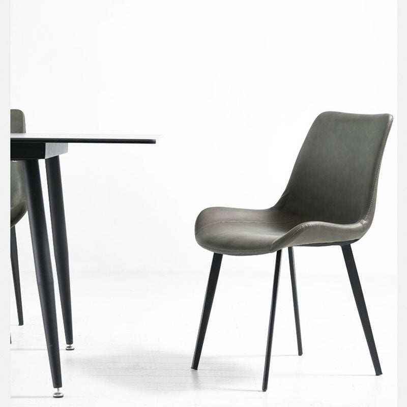 Industrial Faux Leather Dining Chairs Solid Back Chair for Kitchen