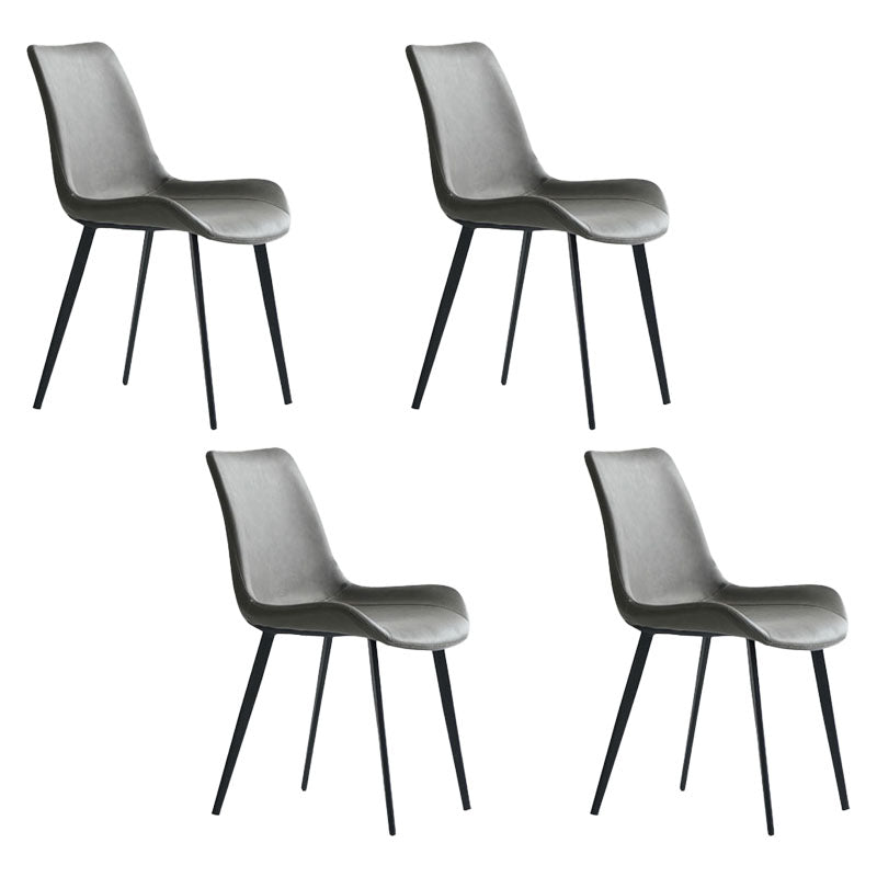 Industrial Faux Leather Dining Chairs Solid Back Chair for Kitchen