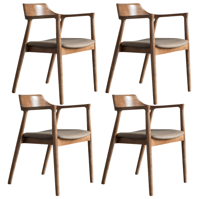 Traditional Style Open Back Chair Dining Arm Chair with Wooden Legs for Kitchen