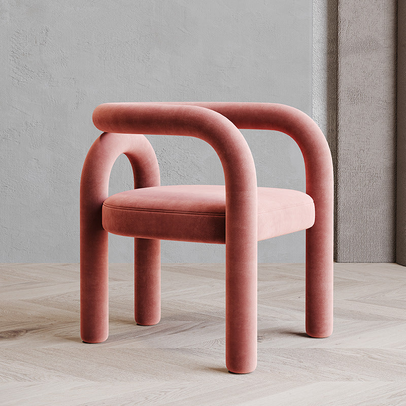 Matte Finish Open Dining Chair Designer Style Living Room Velvet Arm Chair