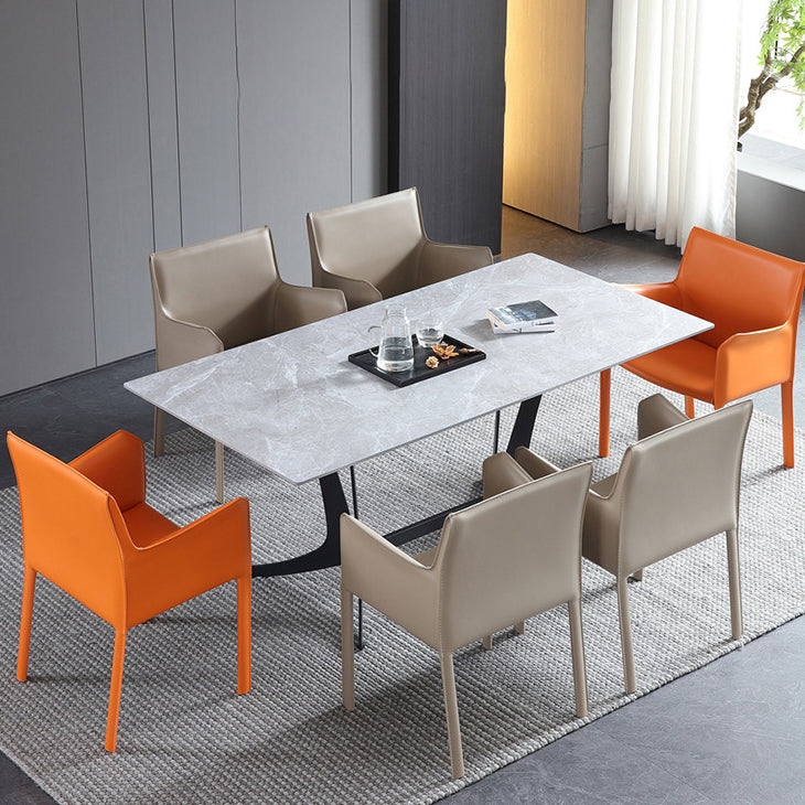 Matte Finish Solid Back Chair Designer Style Home Leather Arm Chair