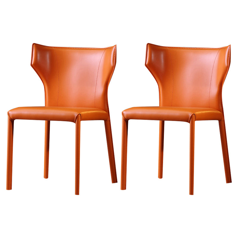 Matte Finish Wingback Dining Chair Designer Style Meeting Room Leather Side Chair