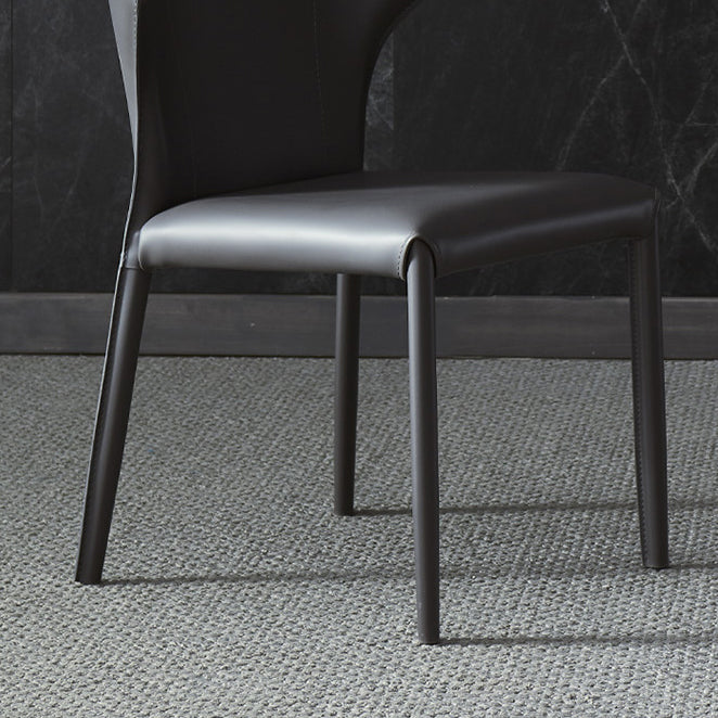 Matte Finish Wingback Dining Chair Designer Style Meeting Room Leather Side Chair