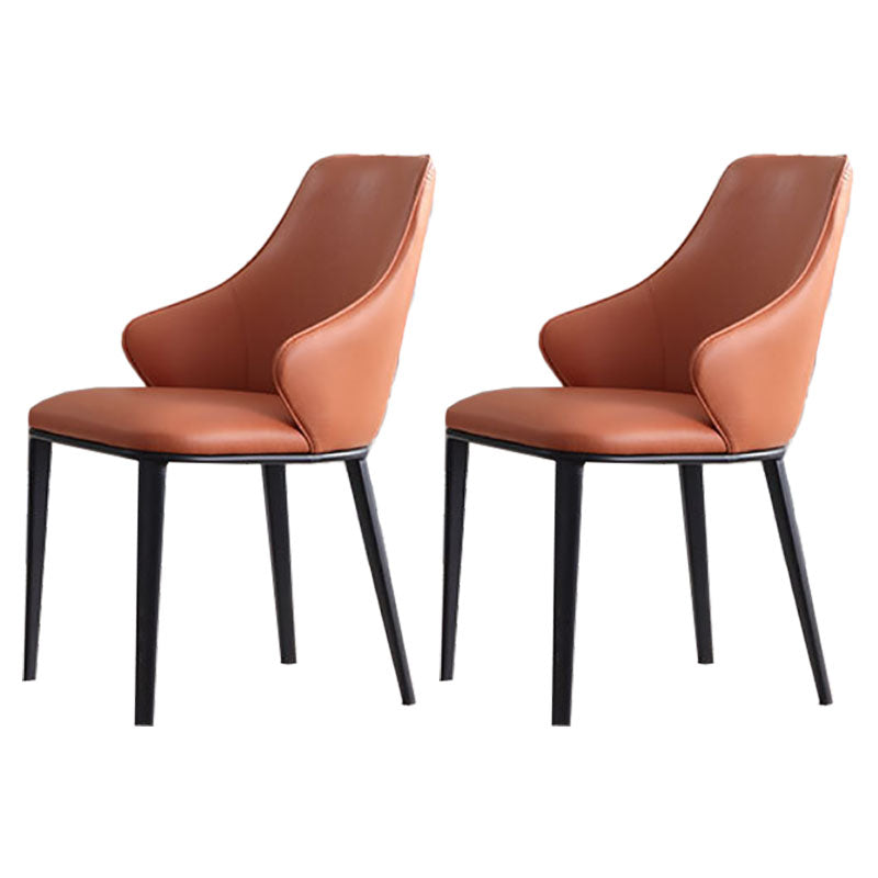 Faux Leather Side Chair Industrial Style Arm Solid Back Dining Side Chair for Home