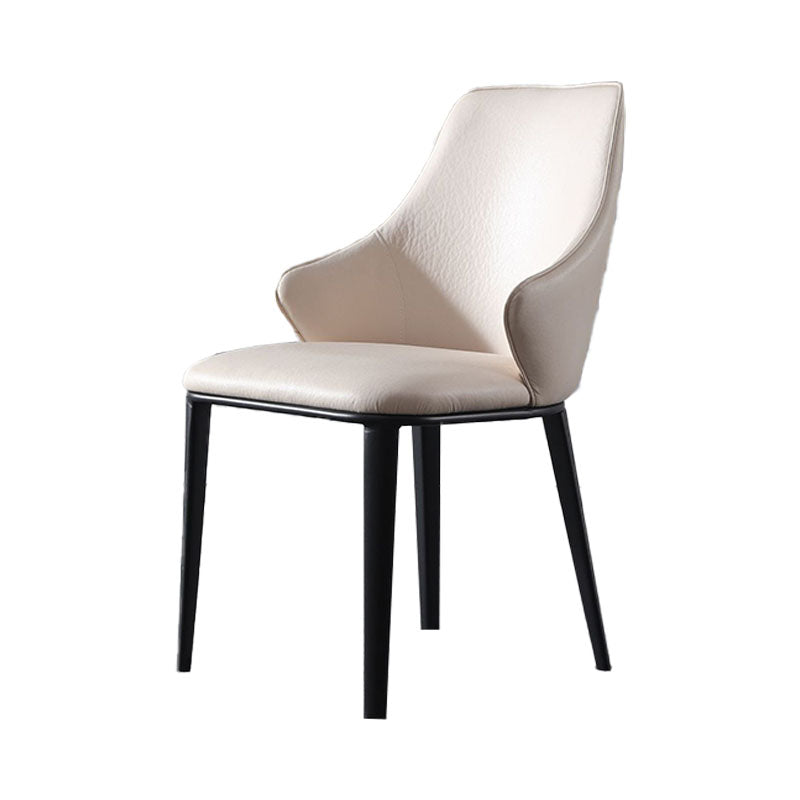 Faux Leather Side Chair Industrial Style Arm Solid Back Dining Side Chair for Home