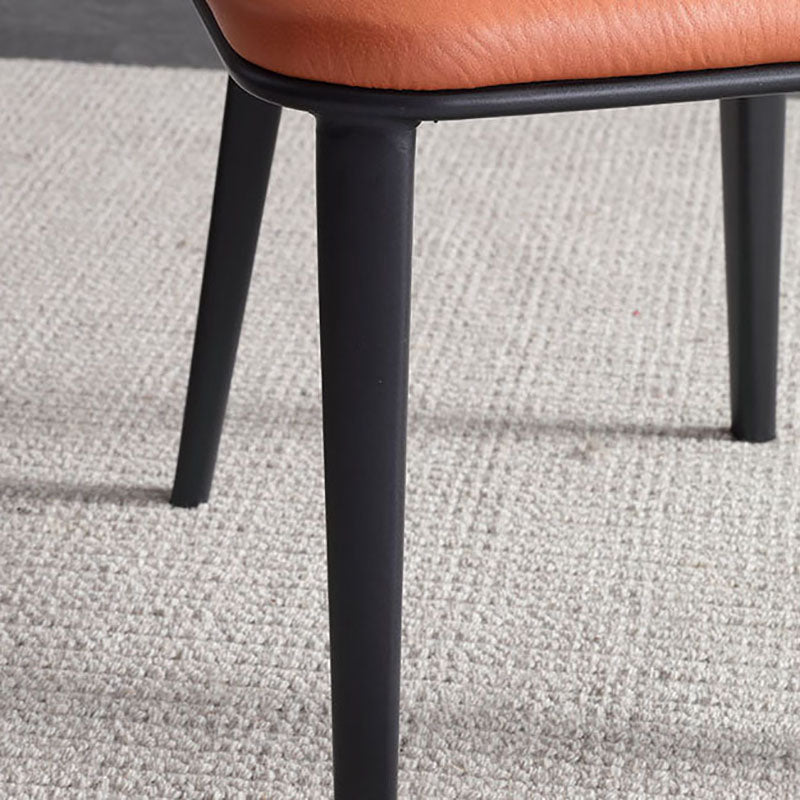 Faux Leather Side Chair Industrial Style Arm Solid Back Dining Side Chair for Home