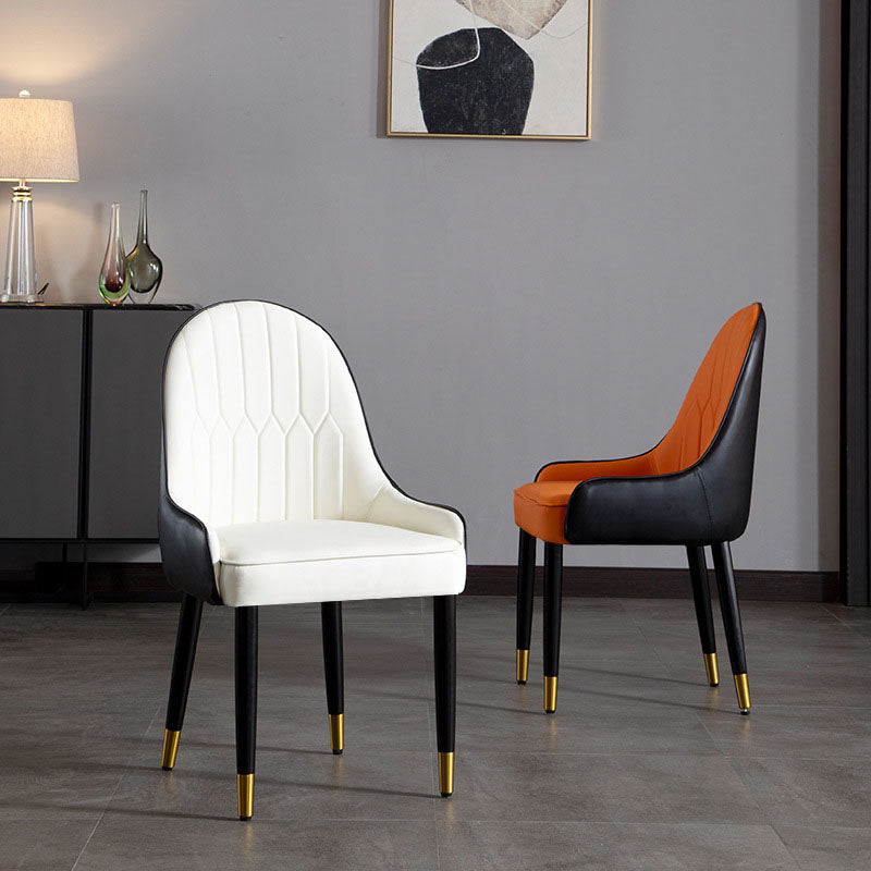 Scandinavian Upholstered Dining Chairs Arm Solid Back Dining Side Chair