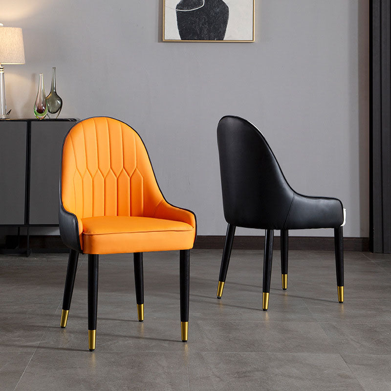 Scandinavian Upholstered Dining Chairs Arm Solid Back Dining Side Chair