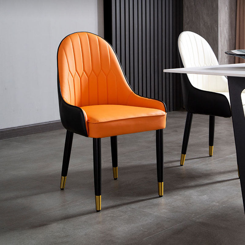 Scandinavian Upholstered Dining Chairs Arm Solid Back Dining Side Chair