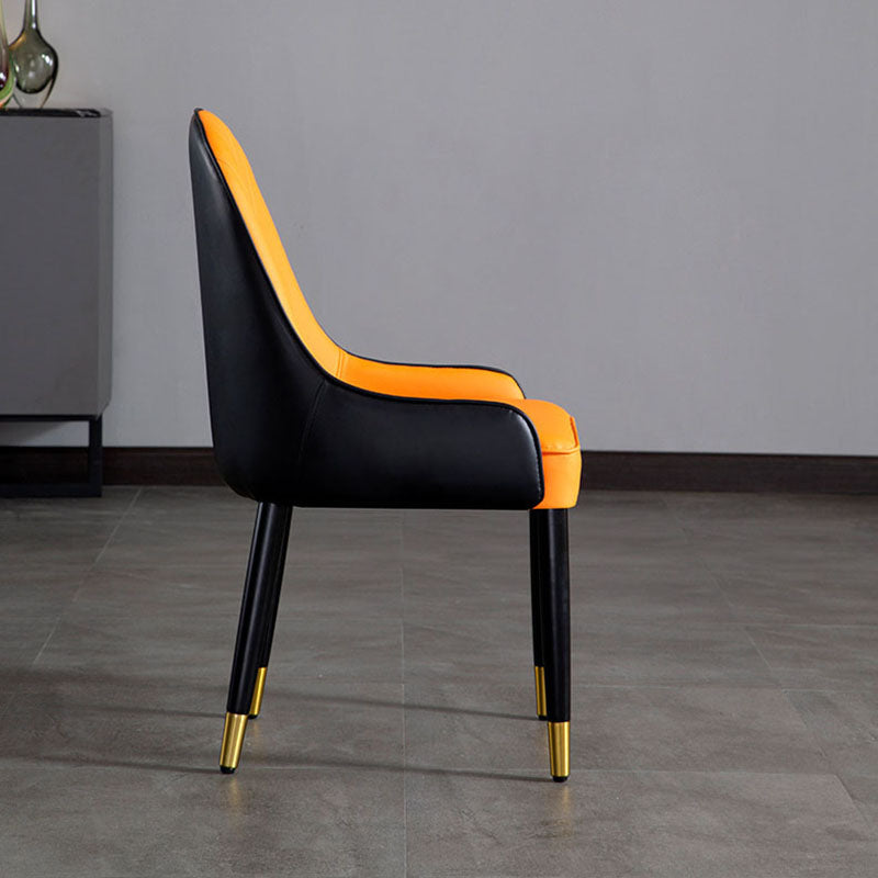 Scandinavian Upholstered Dining Chairs Arm Solid Back Dining Side Chair