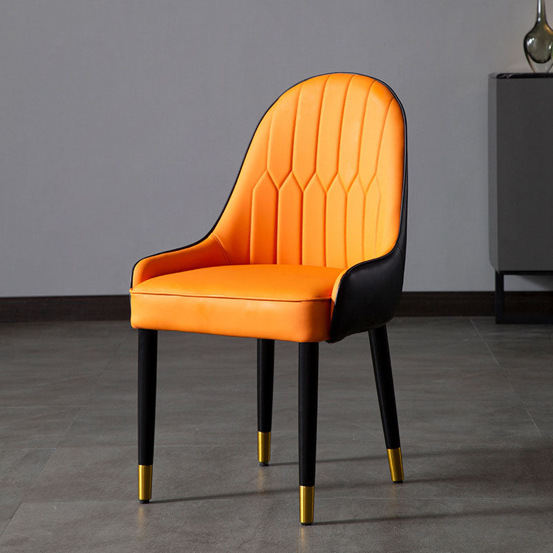 Scandinavian Upholstered Dining Chairs Arm Solid Back Dining Side Chair