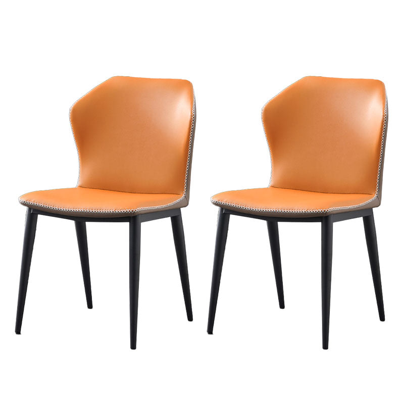 Industrial Style Wingback Armless Chair for Home Faux Leather Dining Chairs