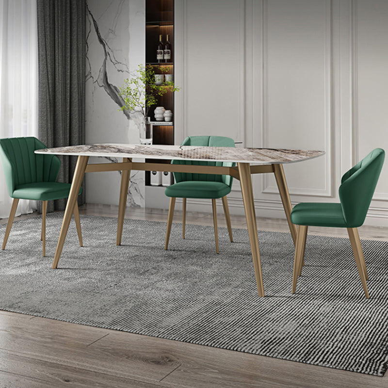 Glam Dining Table Set 1/3/4/5/7 Pcs Rectangle Sintered Stone Dining Table with Chairs