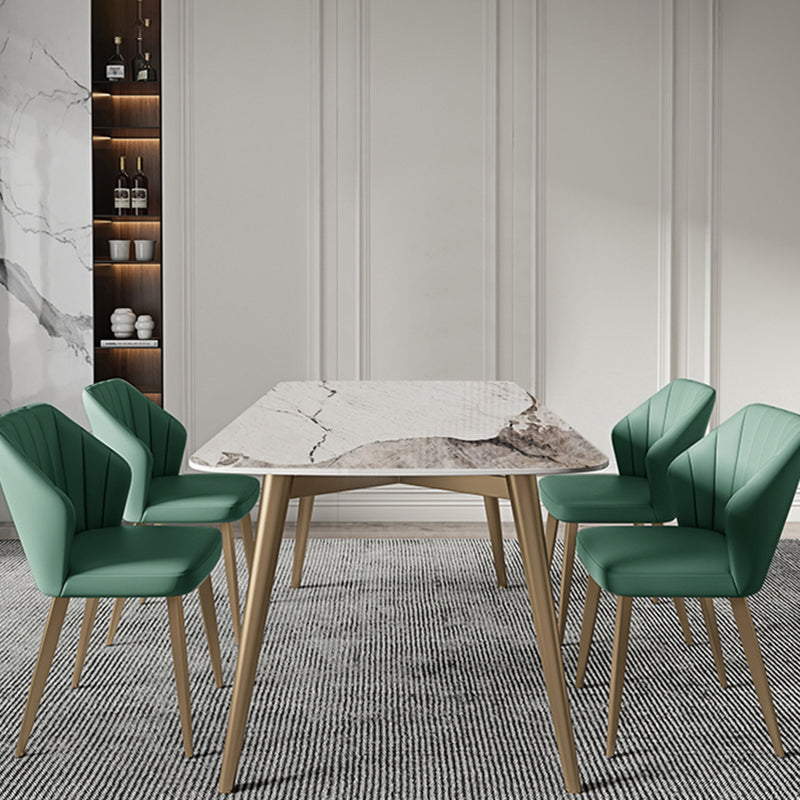 Glam Dining Table Set 1/3/4/5/7 Pcs Rectangle Sintered Stone Dining Table with Chairs