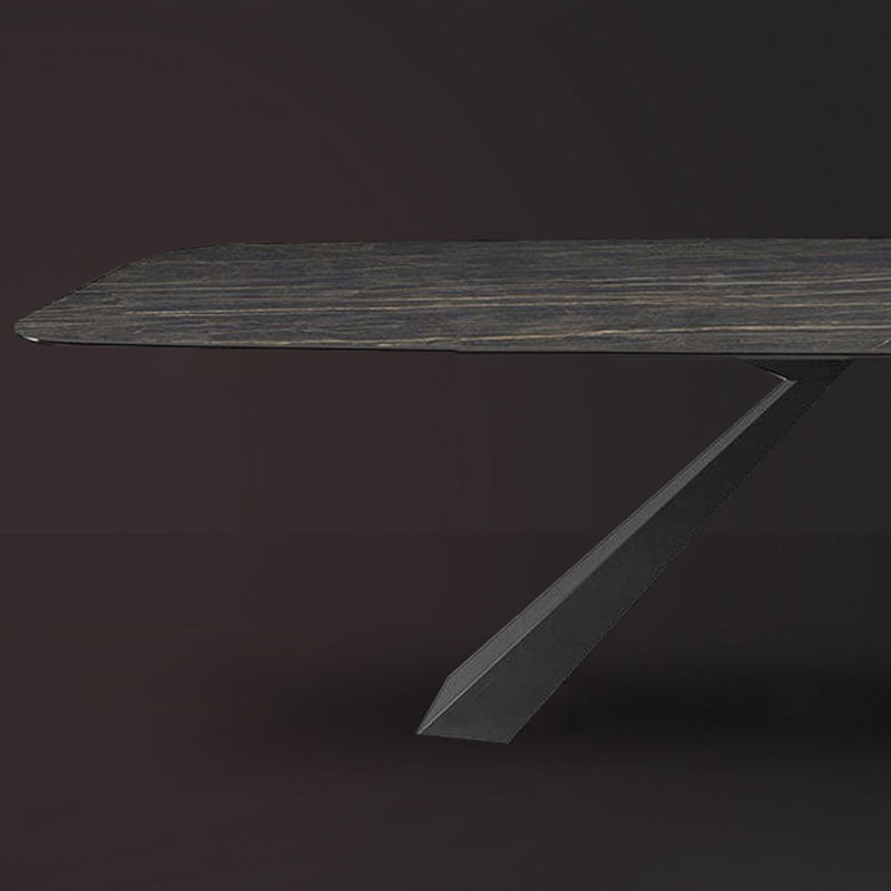 Modern Rectangle Sintered Stone Table Set 1/4 Pieces Dining Set