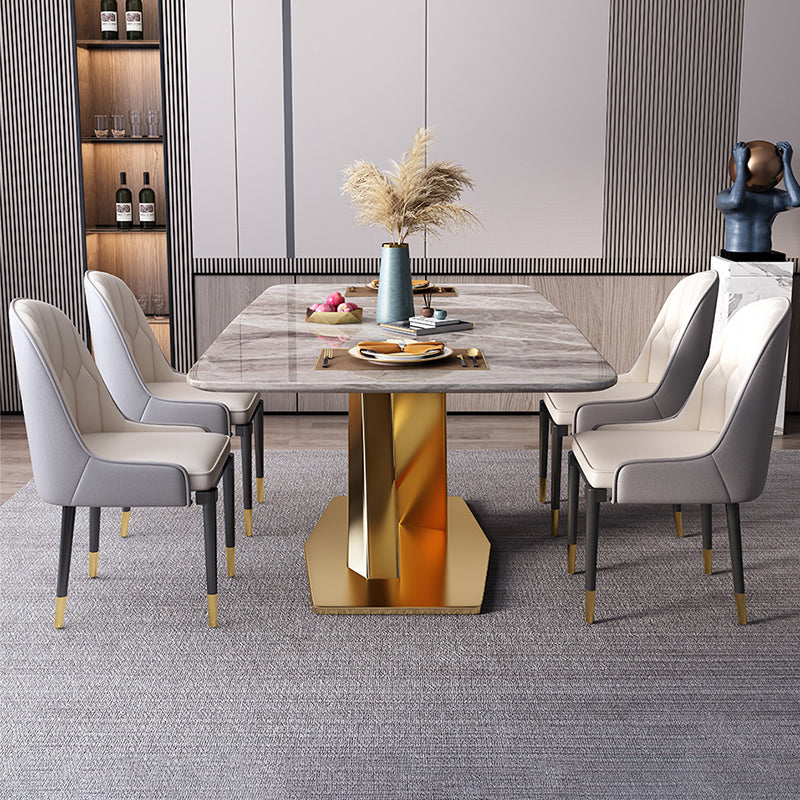 Glam Style Sintered Stone Dining Set Rectangle 1/4/5/7 Pieces Dining Set for Dining Areas