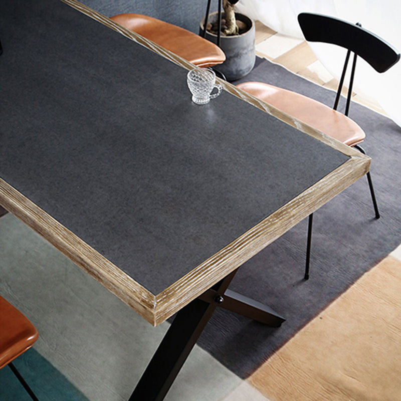 Modern Rectangle 1/2/3/5 Pieces Dinette Set Indoor Trestle Dining Table Set in Grey