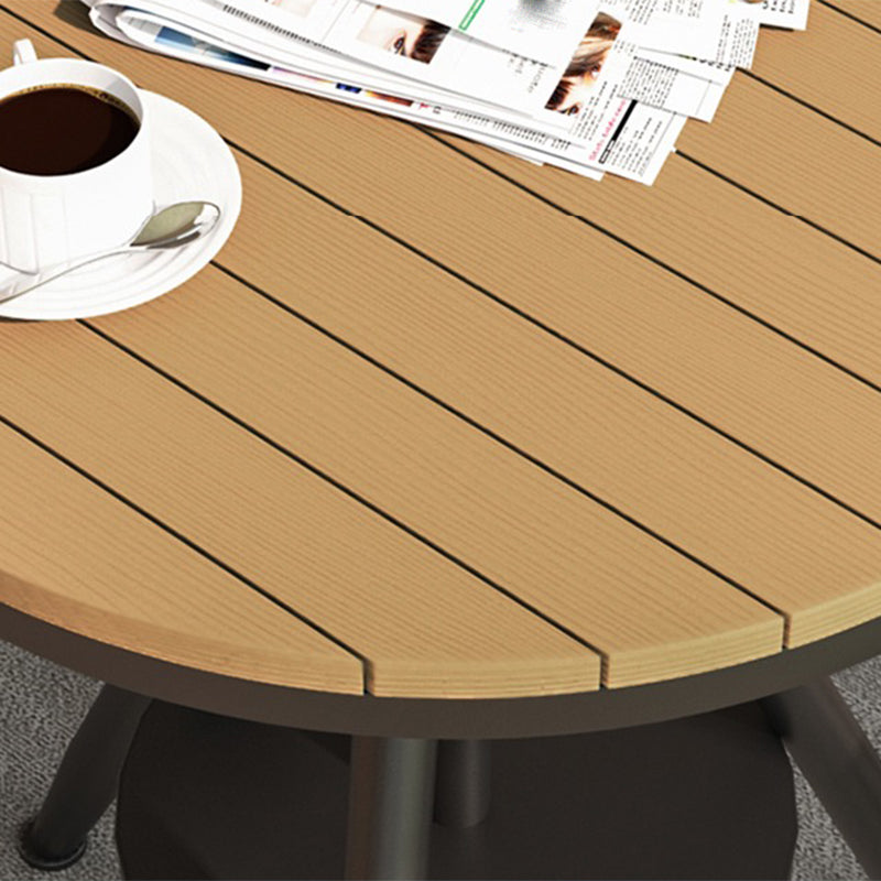 Modern Outdoor Dining Table Set 1/3/4/5 Pieces Round Wood and Metal Dinette Set