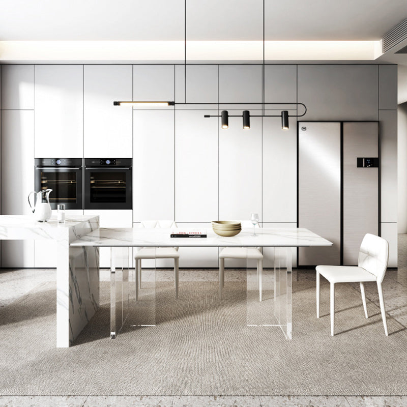 Modern Rectangle Sintered Stone Table Set 1/4/5/6/7/8 Pieces Dining Set