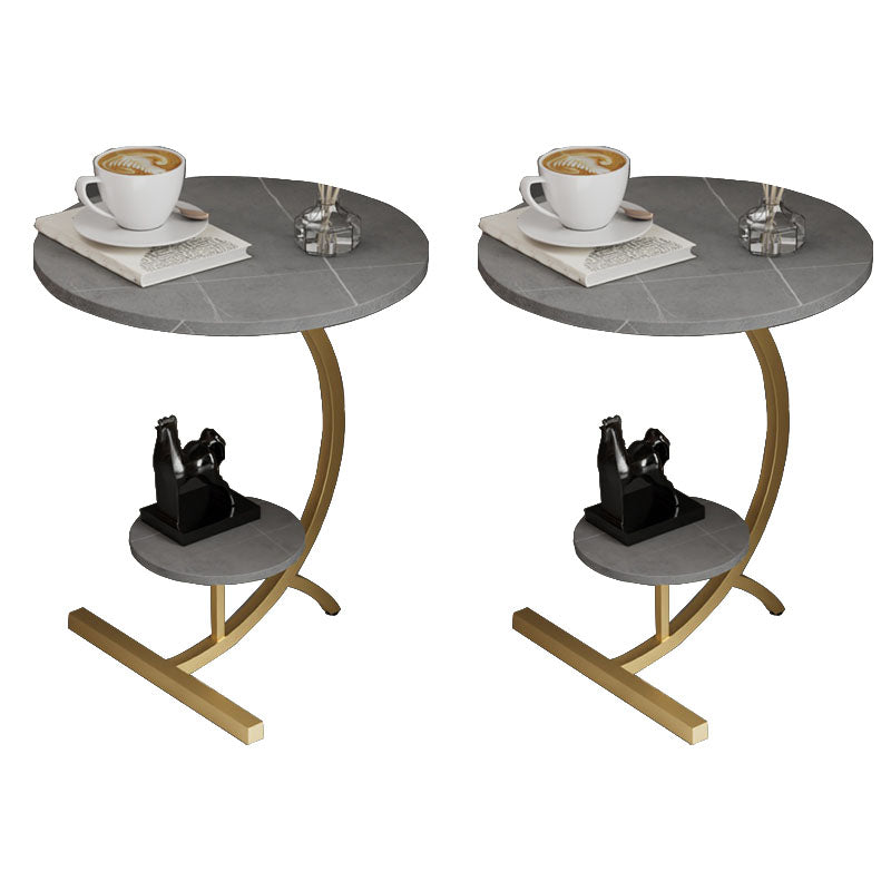 End Table with Storage and Shelf Modernist Slate Abstract Side Table