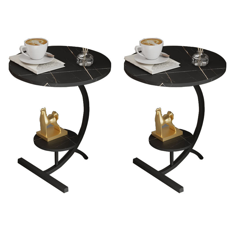 End Table with Storage and Shelf Modernist Slate Abstract Side Table