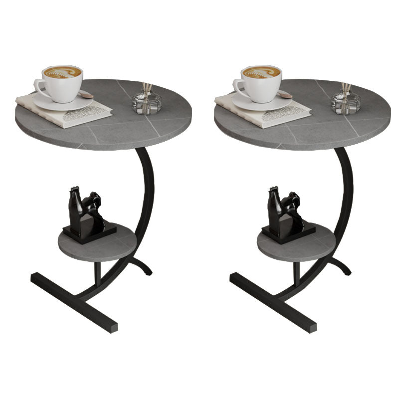 End Table with Storage and Shelf Modernist Slate Abstract Side Table