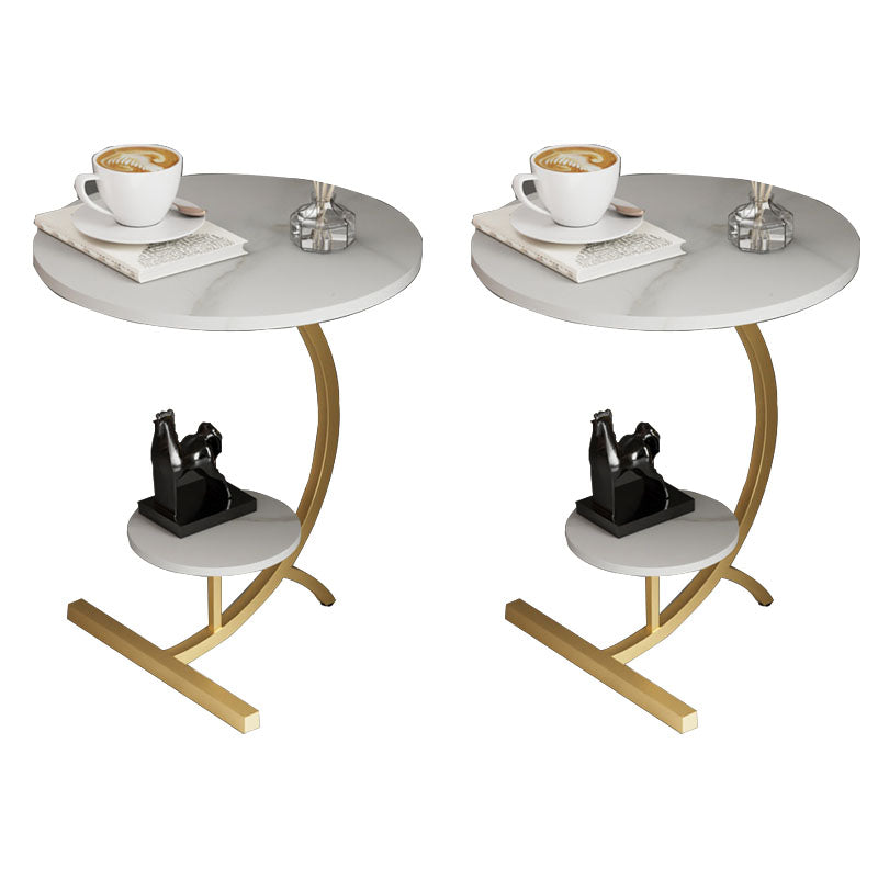 End Table with Storage and Shelf Modernist Slate Abstract Side Table