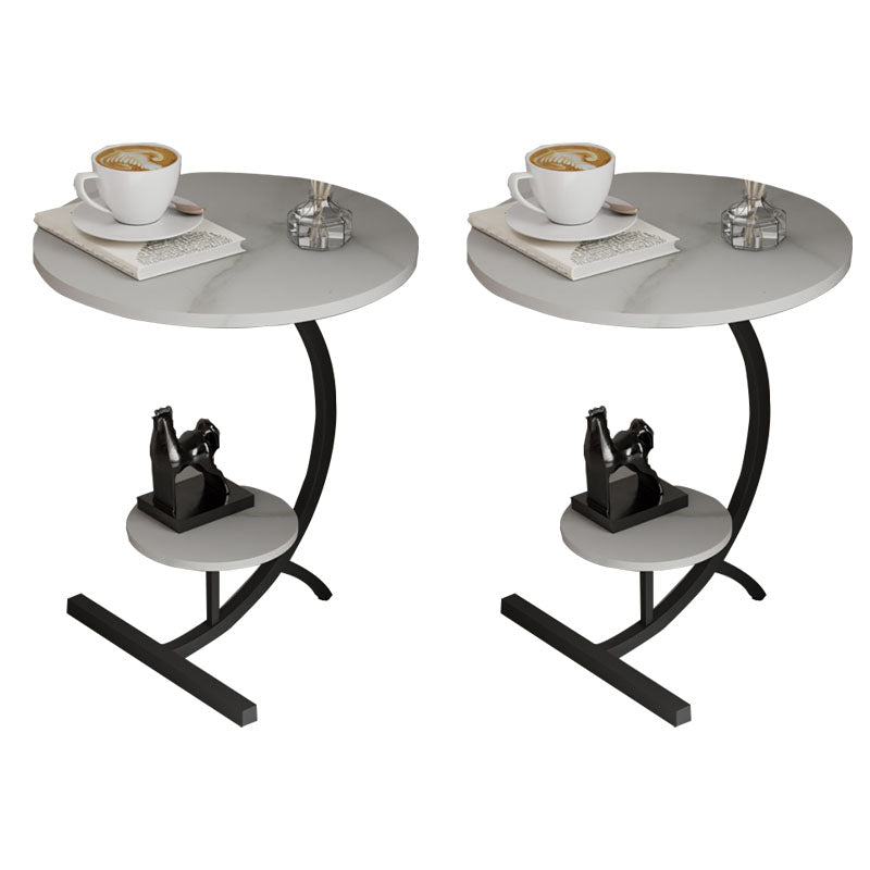 End Table with Storage and Shelf Modernist Slate Abstract Side Table