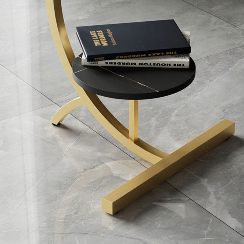 End Table with Storage and Shelf Modernist Slate Abstract Side Table