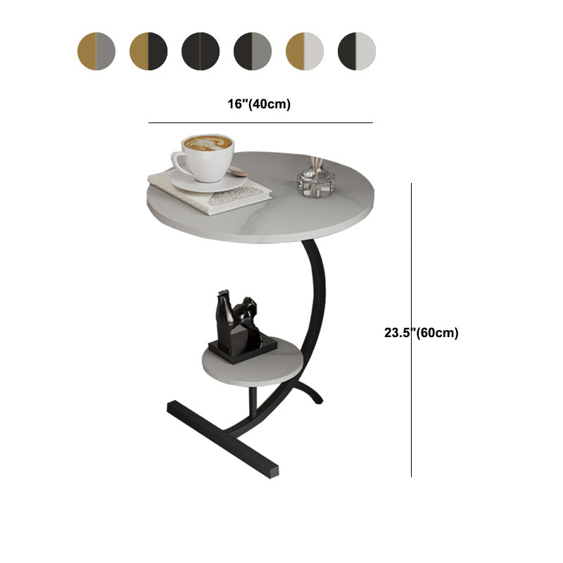 End Table with Storage and Shelf Modernist Slate Abstract Side Table