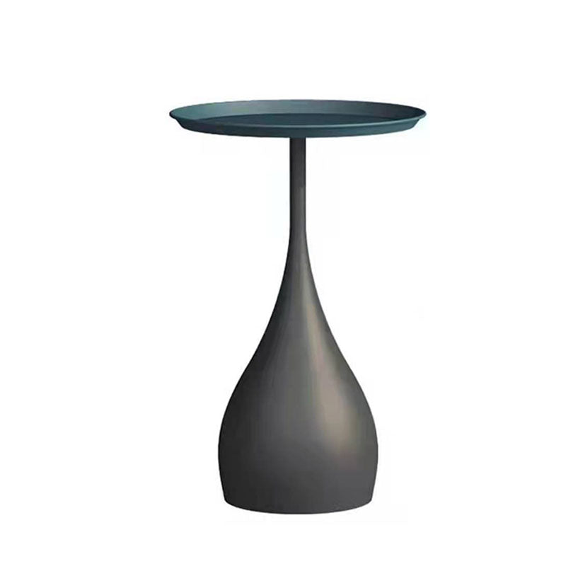 Round Side Table with Metal Pedestal Modernism Tray Top Side Table