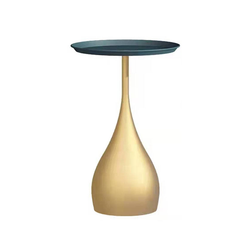 Round Side Table with Metal Pedestal Modernism Tray Top Side Table