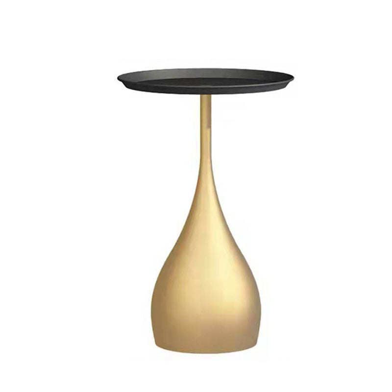 Round Side Table with Metal Pedestal Modernism Tray Top Side Table