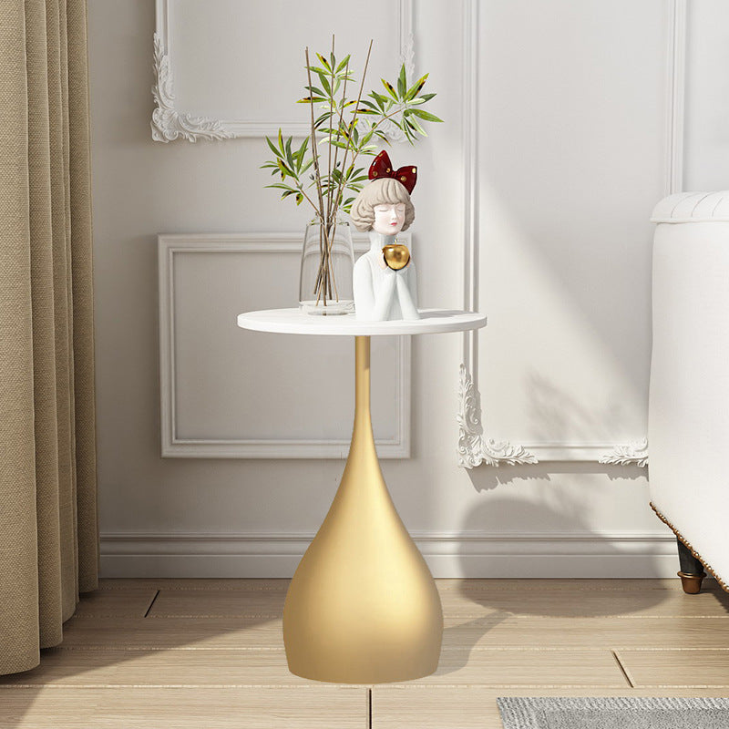 Round Side Table with Metal Pedestal Modernism Tray Top Side Table